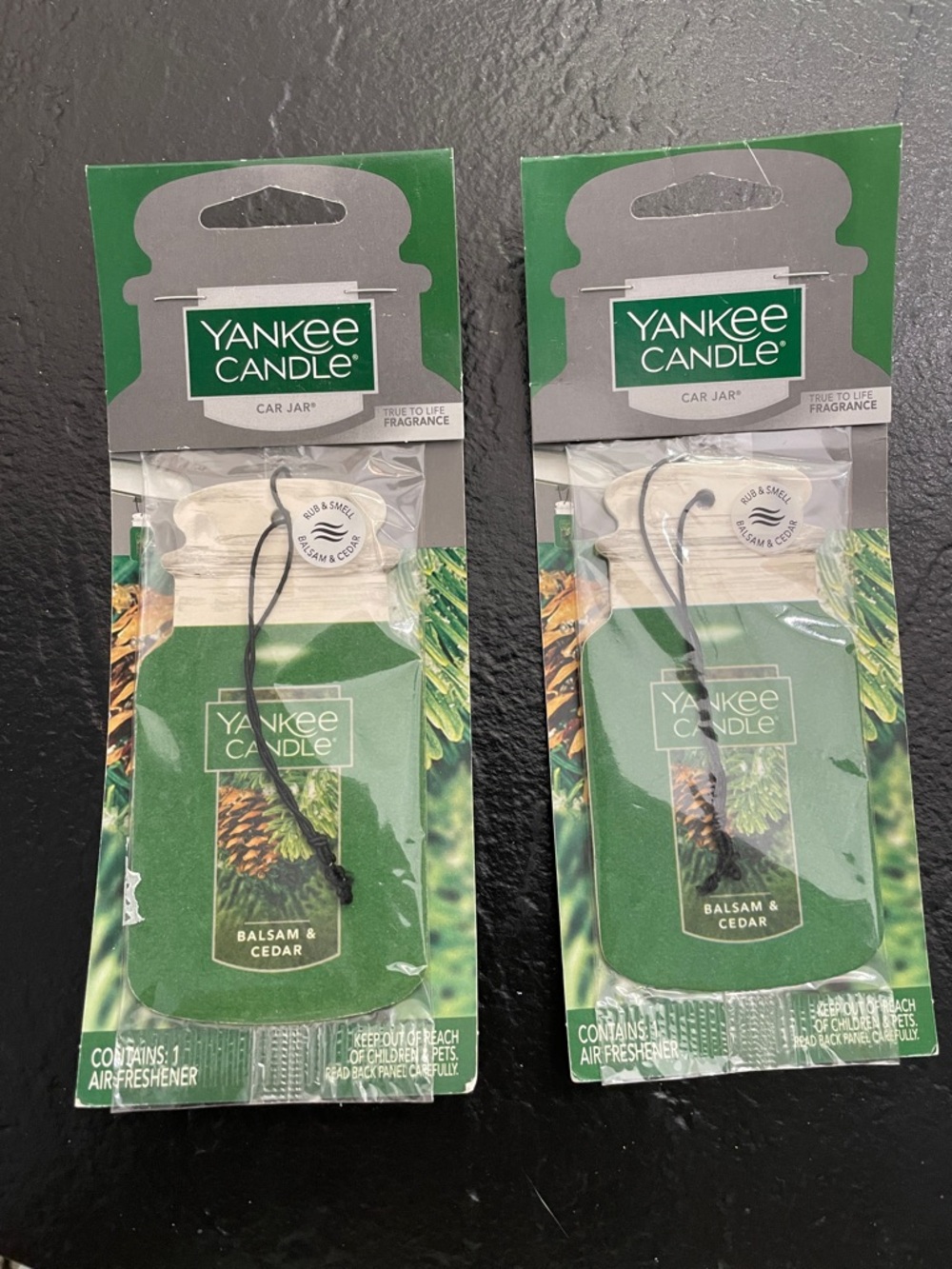 New Yankee Candle Balsam & Cedar Car Jar Air Fresheners - Green (Pair)